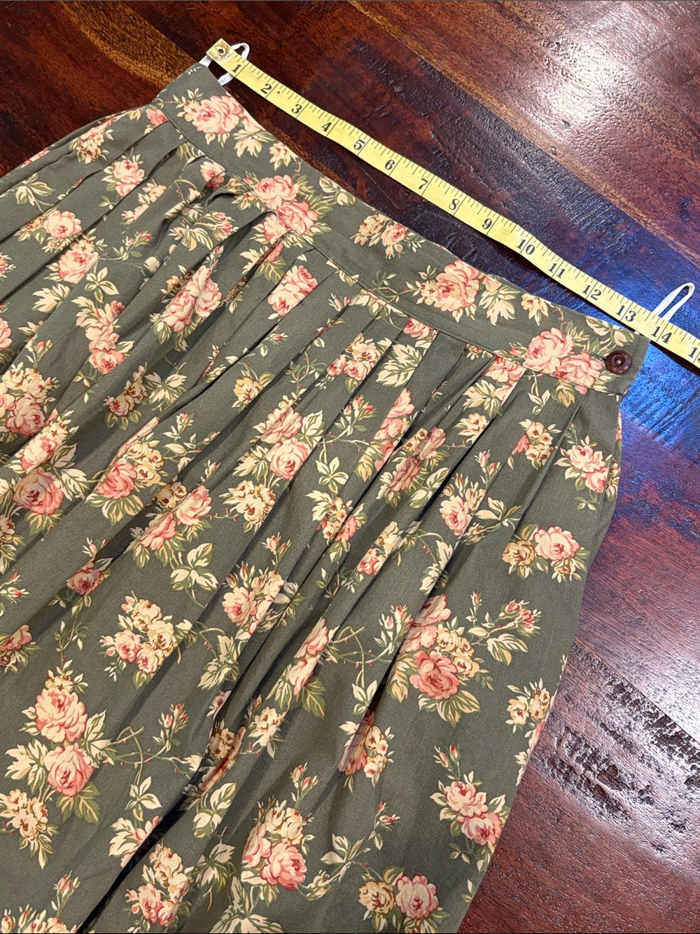 Vintage Ralph Lauren Country 90s Floral Pleated Flared Tiered Hem Maxi Skirt 10 - Picture 10 of 11